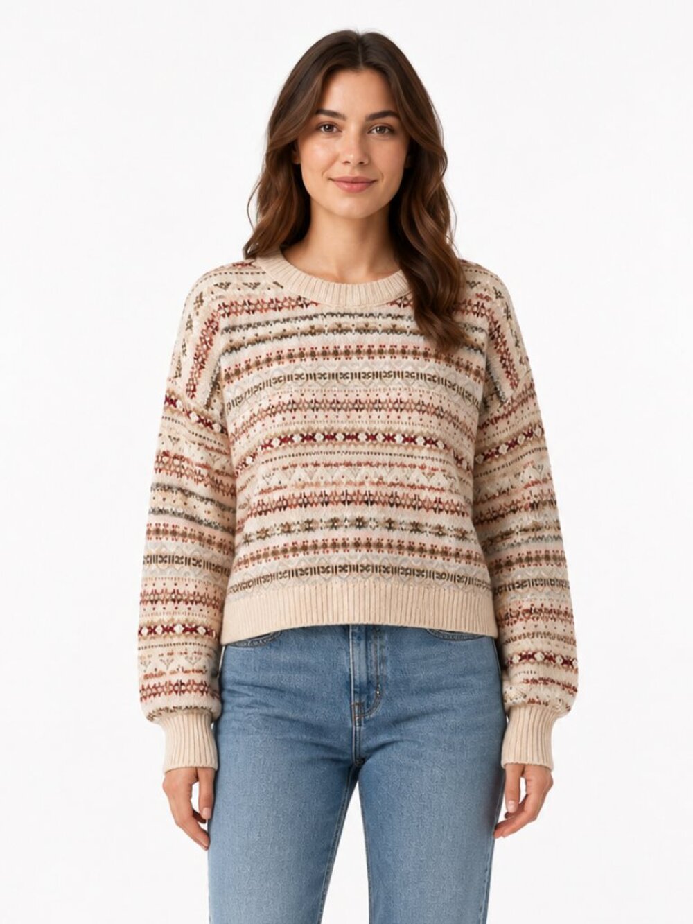 American Eagle Fair Isle Cropped Sweater Women’s M